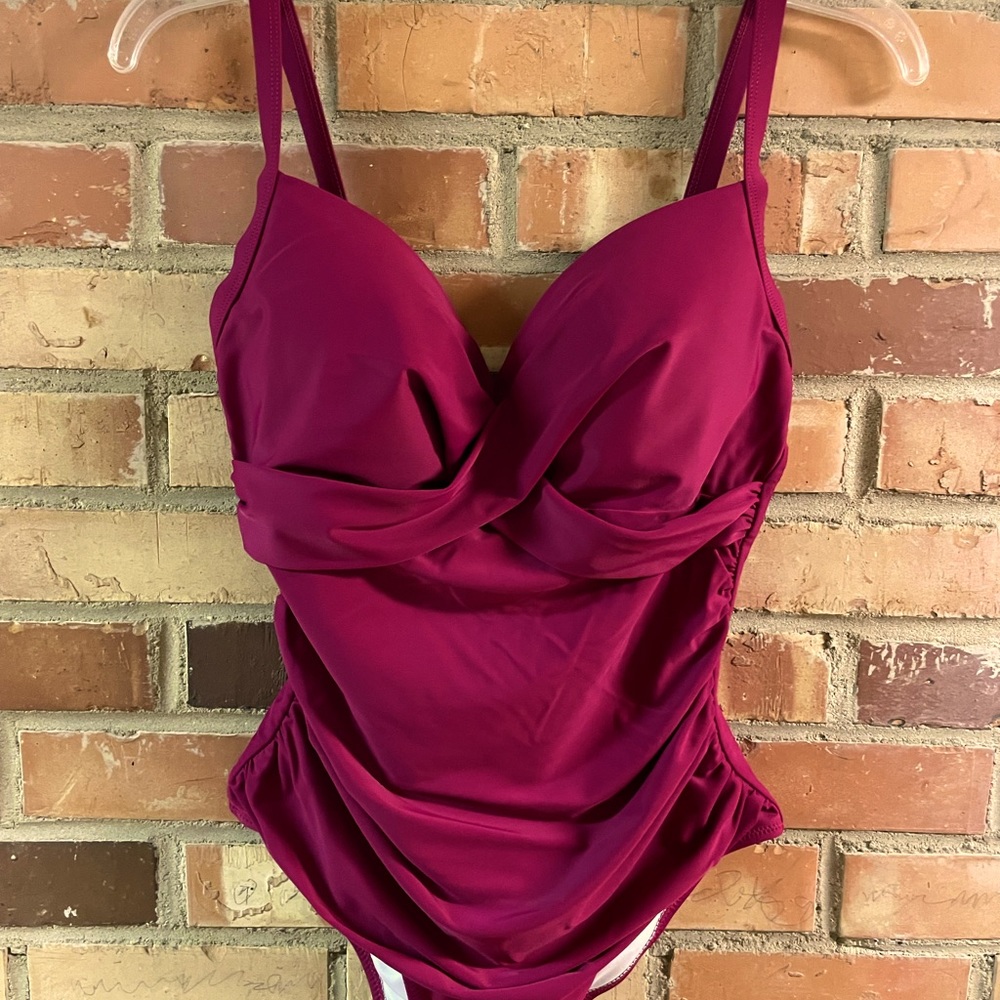 Cupshe Ruched One Piece Maroon Swimsuit